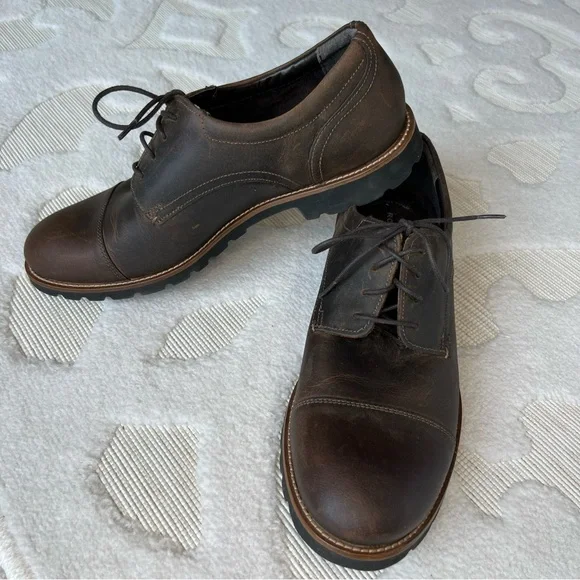 Rockport Trutech Brown Leather Cap Toe Oxford Casual Lace Shoes Mens Size 10.5 M - Picture 6 of 16